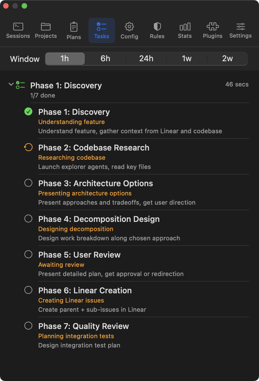 CC Menubar Sessions view